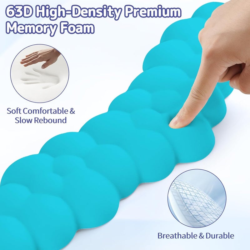 Sushret Cloud Wrist Rest for Keyboard and Mouse, Memory Foam PU Leather Keyboard Wrist Rest with Ergonomic Support, Non-Slip Base, Cute Arm Rest Pad & Palm Cushion, Office Desk Accessory, Scuba Blue - Image 4